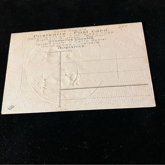 Vtg Easter Postcard Anthropomorphic Sun & Chick Couple Flowers Umbrella Top Hat - Picture 5 of 6